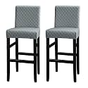 Lellen Bar Stool Covers - Jacquard Pattern Bar Stool Seat Covers Bar Chair Covers Barstool Slipcovers Pub Counter Height Chair Covers for Kitchen Dining Room Cafe（Light Grey）