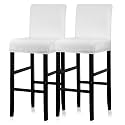 Lellen Bar Stool Covers Set of 2 - Velvet Chair Cover,Stretch Bar Stool Seat Covers,Removable Bar Chair Covers with Backs,Counter Height Bar Stool Chair Covers for Kitchen Dining Room Cafe(White)