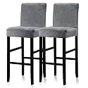 Lellen Bar Stool Covers Set of 2 - Velvet Chair Cover,Stretch Bar Stool Seat Covers,Removable Bar Chair Covers with Backs,Counter Height Bar Stool Chair Covers for Kitchen Dining Room Cafe(Darkgrey)