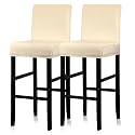 Lellen Bar Stool Covers Set of 2 - Velvet Chair Cover,Stretch Bar Stool Seat Covers,Removable Bar Chair Covers with Backs,Counter Height Bar Stool Chair Covers for Kitchen Dining Room Cafe(Cream)