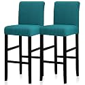 Lellen Bar Stool Covers Set of 2,Stretch Washable Bar Stool Seat Covers,Removable Bar Chair Covers with Backs,Counter Height Bar Stool Chair Covers for Kitchen Dining Room Cafe（Peacock Blue）