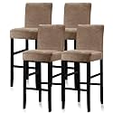 Lellen Bar Stool Covers Set of 4 - Velvet Chair Cover,Stretch Bar Stool Seat Covers,Removable Bar Chair Covers with Backs,Counter Height Bar Stool Chair Covers for Kitchen Dining Room Cafe(Taupe)