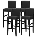 Lellen Bar Stool Covers Set of 4,Stretch Washable Barstool Seat Covers Removable Bar Chair Covers with Backs,Counter Height Bar Stool Chair Covers for Kitchen Dining Room Cafe（Black）