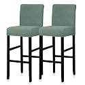 Lellen Reusable Pub Counter Stool Chair Covers Slipcover Stretch Removable Washable Dining Room Chair Covers Set of 2 (2786-Cyan)
