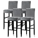 Lellen Bar Stool Covers Set of 4 - Velvet Chair Cover,Stretch Bar Stool Seat Covers,Removable Bar Chair Covers with Backs,Counter Height Bar Stool Chair Covers for Kitchen Dining Room Cafe(Darkgrey)