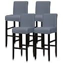 Lellen Bar Stool Covers Set of 4,Stretch Washable Bar Stool Seat Covers,Removable Bar Chair Covers with Backs,Counter Height Bar Stool Chair Covers for Kitchen Dining Room Cafe(Grey Blue)