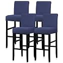 Lellen Bar Stool Covers Set of 4，Stretch Washable Bar Stool Seat Covers Removable Bar Chair Covers with Backs Counter Height Bar Stool Chair Covers for Kitchen Dining Room Cafe(Navy)