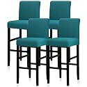 Lellen Bar Stool Covers Set of 4,Stretch Washable Bar Stool Seat Covers,Removable Bar Chair Covers with Backs,Counter Height Bar Stool Chair Covers for Kitchen Dining Room Cafe（Peacock Blue）