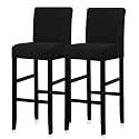 Lellen Reusable Pub Counter Stool Chair Covers Slipcover Stretch Removable Washable Dining Room Chair Covers Set of 2 (2786-Black)