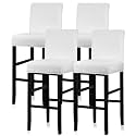 Lellen Bar Stool Covers Set of 4 - Velvet Chair Cover,Stretch Bar Stool Seat Covers,Removable Bar Chair Covers with Backs,Counter Height Bar Stool Chair Covers for Kitchen Dining Room Cafe(White)