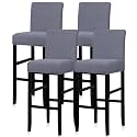 Lellen Bar Stool Covers Set of 4,Stretch Washable Barstool Seat Covers Removable Bar Chair Covers with Backs,Counter Height Bar Stool Chair Covers for Kitchen Dining Room Cafe（GrayBlue）