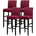 Lellen Bar Stool Covers Set of 4,Stretch Washable Bar Stool Seat Covers Removable Bar Chair Covers with Backs Counter Height Bar Stool Chair Covers for Kitchen Dining Room Cafe（Wine Red）