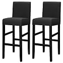Lellen Reusable Pub Counter Stool Chair Covers Slipcover Stretch Removable Washable Dining Room Chair Covers Bar Stool Covers with Backs (ICY Silk Jacquard Black, 2PCS)