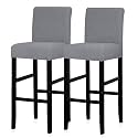Lellen Reusable Pub Counter Stool Chair Covers Slipcover Stretch Removable Washable Dining Room Chair Covers Set of 2 (2786-SilverGrey)