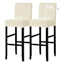 Lellen Waterproof Bar Stool Covers Set of 2，Stretch Washable Barstool Seat Covers Removable Bar Chair Covers with Backs,Counter Height Bar Stool Chair Covers for Kitchen Dining Room Cafe（Cream）
