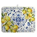 Lemon Dish Drying Mats Spring Summer Dish Mat Blue Chinoiserie Floral Drying Matt Dishes Dryer Pad for Kitchen Counter Absorbent Microfiber Washable Foldable Reusable 18x24 in