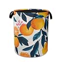 Lemon Floral Laundry Basket Collapsible Laundry Hamper with Handle, Oxford Clothes Storage Bin for Bathroom Bedroom Room Decor 16" X 20.8"