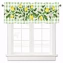 Lemon Green Leaf Curtain Valance for Windows 1 Panel,42x12 Inch