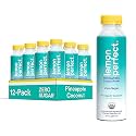 Lemon Perfect, Hydrating Organic Lemon Water, Zero Sugar, Flavored Water, Squeezed from Real Fruit, Plastic Neutral, No Artificial Ingredients, Pineapple Coconut (12oz Bottles) 12pk