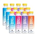 Lemon Perfect, Hydrating Organic Lemon Water, Zero Sugar, Flavored Water, Squeezed from Real Fruit, Plastic Neutral, No Artificial Ingredients, Variety Pack (12oz Bottles) 12pk