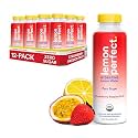 Lemon Perfect Strawberry Passion Fruit, Hydrating Flavored Lemon Water, Zero Sugar, Delicious and Refreshing, Organic, 15.2 fl oz Bottles (12-Pack)