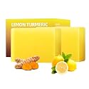 Lemon Turmeric Kojic Acid Soap Bar, Turmeric Soap for Face Body Hands, Deep Cleansing Natural Curcuma Bath Soaps Bar, Moisturizing Facial Cleanser Body Wash for All Skin Types Blemish 2 Bars