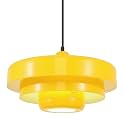 Lemon Yellow Pendant Light, 13.8" Vintage Industrial Adjustable Height Hanging Lamp, Mid Century Modern Ceiling Light Fixture for Retail Shop Cafe Bar Hallway