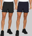 Lemona Pack of 2 Solid Men Black, Dark Blue Running Shorts
