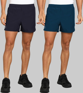 lemona pack of 2 solid men dark blue blue running shorts