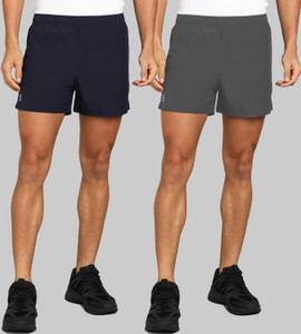 lemona pack of 2 solid men dark blue grey running shorts