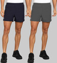 Lemona Pack of 2 Solid Men Dark Blue, Grey Running Shorts