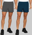 Lemona Pack of 2 Solid Men Grey, Blue Running Shorts