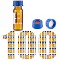 LemonRoad 100 Pcs 2 ml Autosampler Vials 9-425 GC/HPLC Amber Sample Vials with Screw Cap Write-on Spot & Graduations & PTFE & Silicone Septa for LC Stamper GC-MS Lab Analysis
