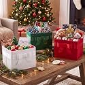 LemonRoad 3 Pcs Christmas Storage Bins Felt Red Green White Gifts Basket