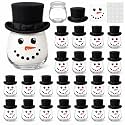 LemonRoad 30 Pcs Mini Yogurt Jars 3.4 oz Glass Bottles with Plastic Lids for Jam, Honey, Wedding Favors, Birthday Party Decor Mason Jar with Checkered Cloth and Rope (Circle,Snowman Style)