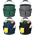 LemonRoad 4 Pack Cleaning Caddy with Handle 17L Foldable Cleaning Supplies Organizer Oxford Cloth Storage Basket with 6 Pockets Portable Multi Bucket Bag for Home Garden(Black,Gray,Navy Blue,Green)