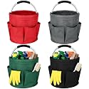 LemonRoad 4 Pack Cleaning Caddy with Handle 17L Foldable Cleaning Supplies Organizer Oxford Cloth Storage Basket with 6 Pockets Portable Multi Bucket Bag for Home Garden(Black,Dark Gray,Red,Green)