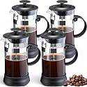 LemonRoad 4 Pack French Press Coffee Maker Borosilicate Glass Coffee Press Heat Resistant Stainless Steel Tea Maker for Travel Camping Kitchen Gifts Includes Pot Filters(12oz)