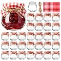 LemonRoad 50 Pcs Glass Jars with Lids Mini 3.4 oz Yogurt Jars for Jam
