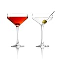 LEMONSODA Classic Martini Glasses 6oz, Set of 2, Hand Blown Ribbed Design