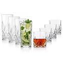 LEMONSODA Crystal Cut Old Fashioned Glass Sets - 10oz/12oz Ultra-Clear Premium Lead-Free Rocks Glass Tumbler For Drinking Bourbon, Scotch, Cognac, Cocktails (Bundle, Set of 8)