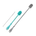 Silicone Bottle Brush, Water Bottle Cleaner Brush Set with Straw Brush for Narrow Neck Containers, Hydro Flask, Sports Bottle, Glassware