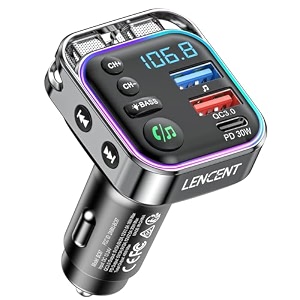 lencent bluetooth 53 fm transmitter for car music player with hifi sound adapter hands-free calls pd 30w amp qc30 fast charge usb flash drive