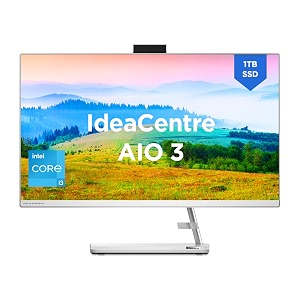 lenovo ideacentre aio 3 12th gen intel i3 2734 fhd ips 3-side edgeless all-in-one desktop with alexa built-in 8gb1tb ssdwin11ms office 202150 camerawireless keyboard amp mouse f0gj00qsin