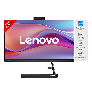 lenovo ideacentre aio 3 intel celeron 7305 2234 fhd ips 3-side edgeless all-in-one desktop with alexa built-in 8gb512gb ssdwin11hd 720p camerausb wired keyboard amp mouse f0gg0061in