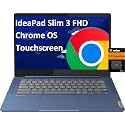 Lenovo IdeaPad Slim 3 14" Chromebook Laptop (14" FHD Touchscreen, 8-Core MediaTek Kompanio 520, 4GB RAM, 128GB(64GB eMMC+64GB SD)), Webcam, 13.5-Hrs Long-Battery Life, IST Card, Chrome OS, Abyss Blue