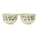 Lenox 898270 Holiday Double Dip Bowl, Christmas Dishes, Festive Serveware