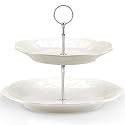 Lenox French Perle White Stoneware 2-Tier Serving Tray
