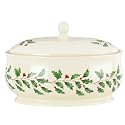Lenox Holiday Ivory Porcelain Christmas Candy Jar with Lid