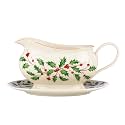 Lenox Holiday Porcelain Christmas Gravy Boat with Stand, 16oz